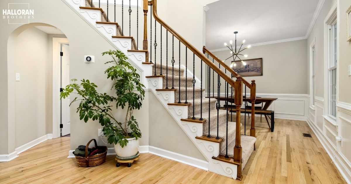 staircase with custom millwork - Halloran Brothers Custom Interior Doors and Trim