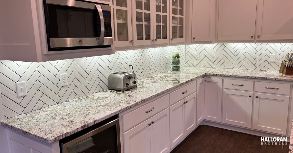 renovated kitchen with custom white cabinets - Halloran Brothers kitchen remodel