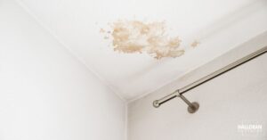 white ceiling with a water damage stain - Halloran Brothers water damage